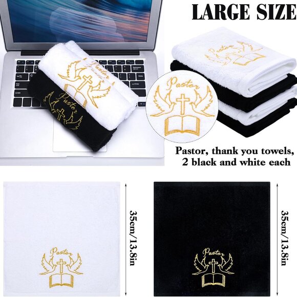Pastor Hand Towels Cotton 13.8 Inch 4 Pack Cross Dove Gift Church Clergy - Picture 3 of 6